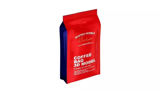 Red Coffee Bag Low-poly 3D model 6