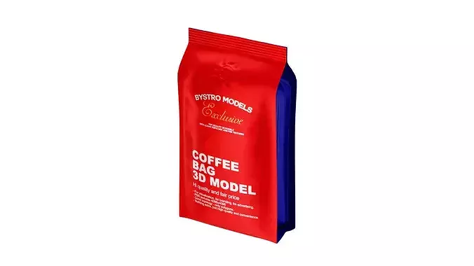 Red Coffee Bag Low-poly 3D model 7