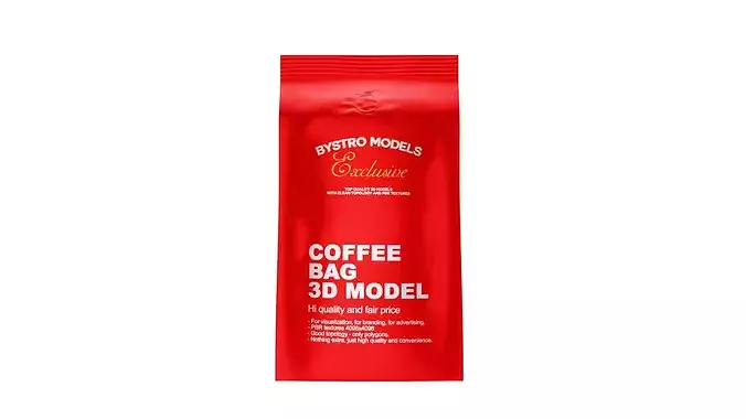 Red Coffee Bag Low-poly 3D model 2