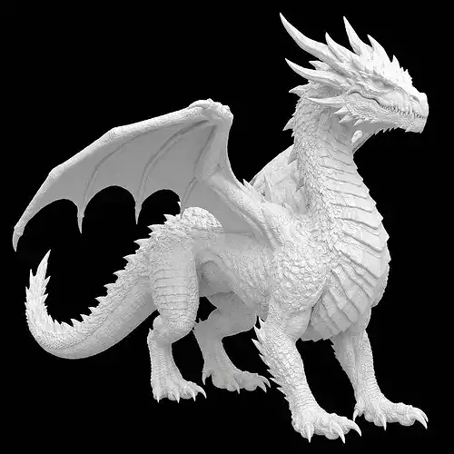3D Printable Graceful Winged Dragon Model Mythical Beast 