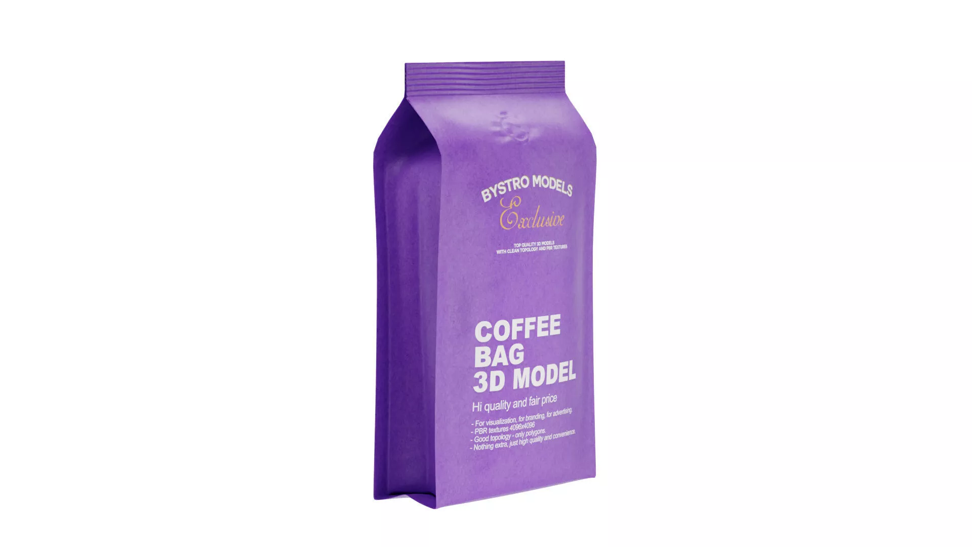 Paper Coffee Bag Low-poly 3D model