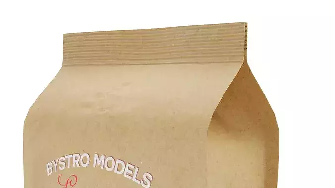 Kraft Paper Coffee Bag Low-poly 3D model 4