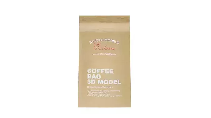 Kraft Paper Coffee Bag Low-poly 3D model 2