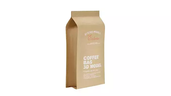 Kraft Paper Coffee Bag Low-poly 3D model