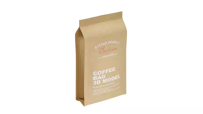 Kraft Paper Coffee Bag Low-poly 3D model 6