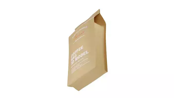 Kraft Paper Coffee Bag Low-poly 3D model 3
