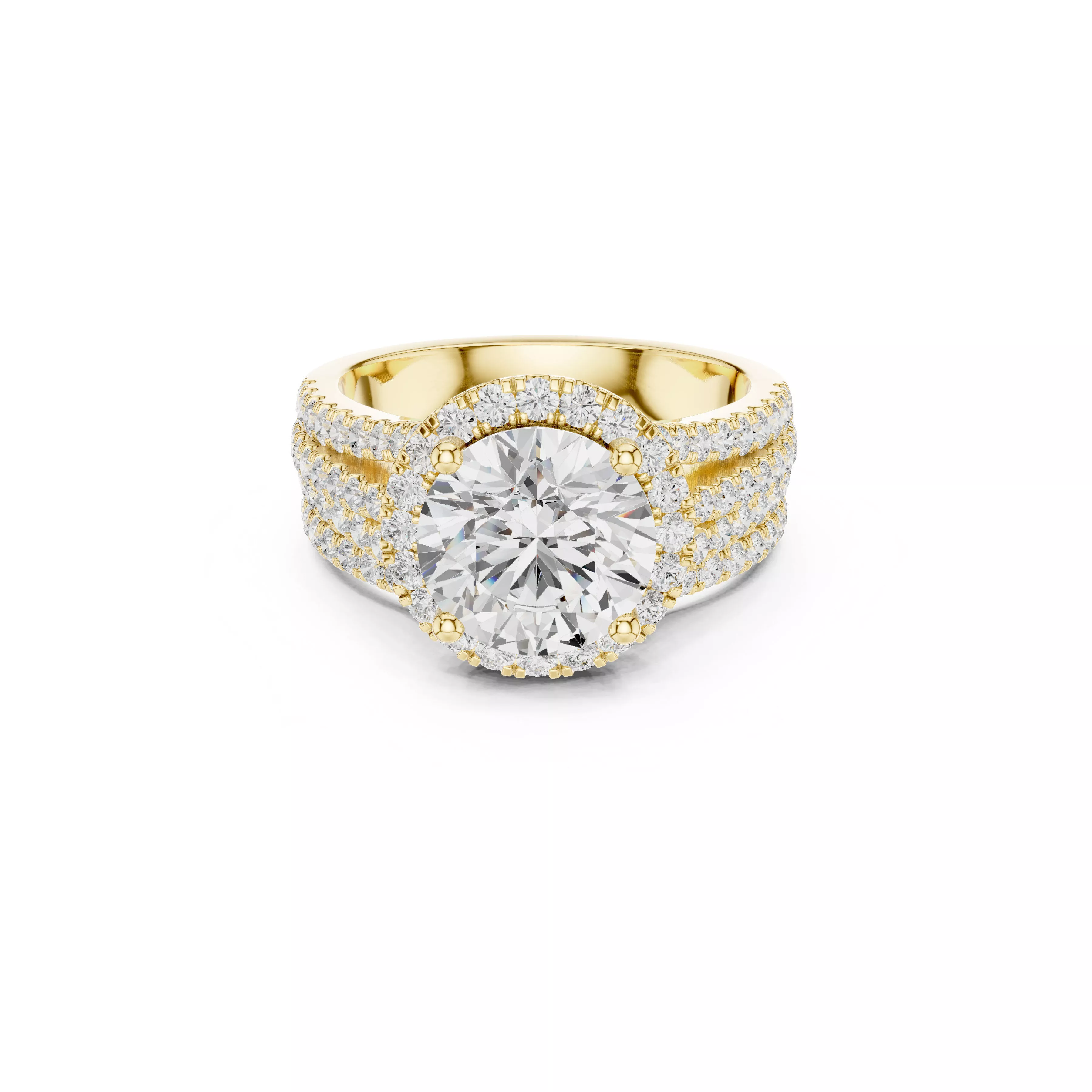 Halo Diamond Cocktail Ring Multi Row Pave Engagement Ring CAD 3D print model