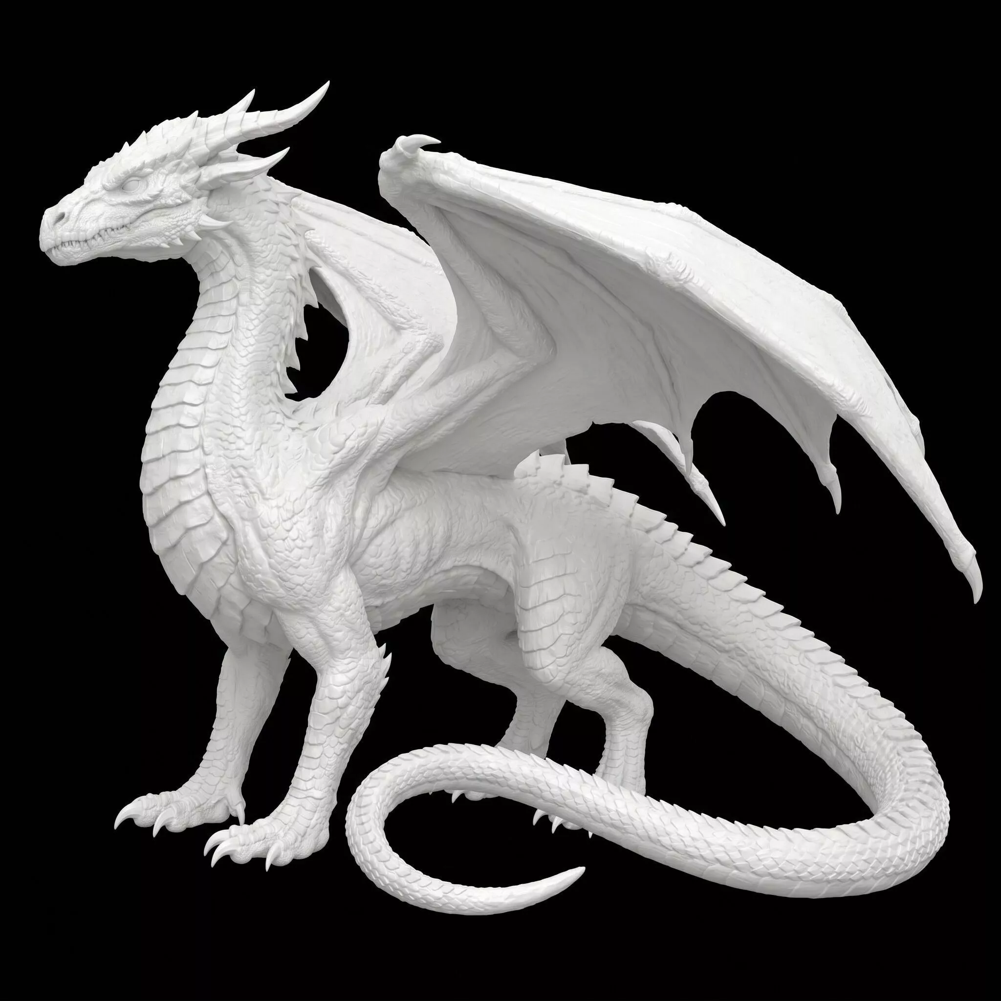 3D Printable Regal Dragon Model Spread Wings 3D print model