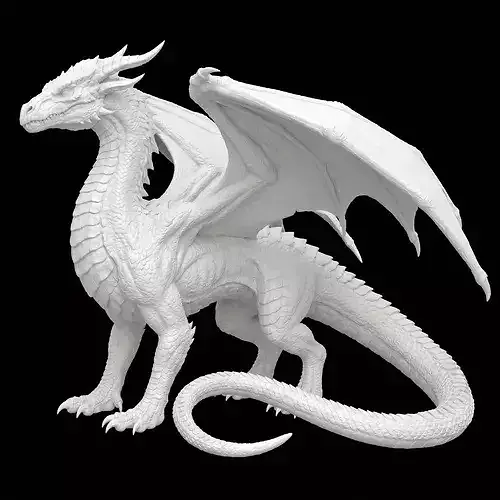 3D Printable Regal Dragon Model Spread Wings