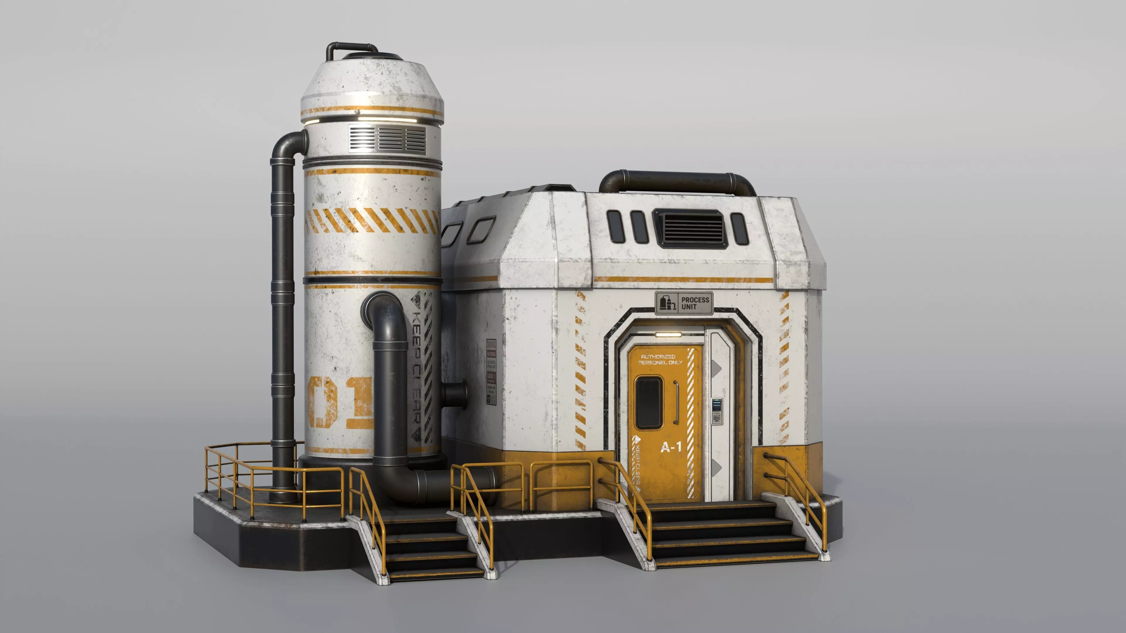 Sci-Fi Industrial Building Low-poly 3D model