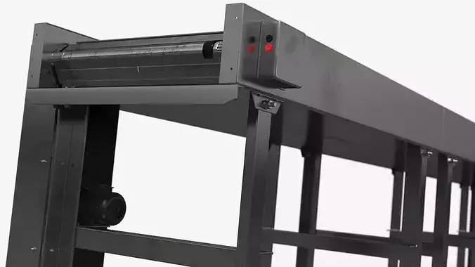 Long Straight Roller Conveyor with Steel Rollers 3D model 7