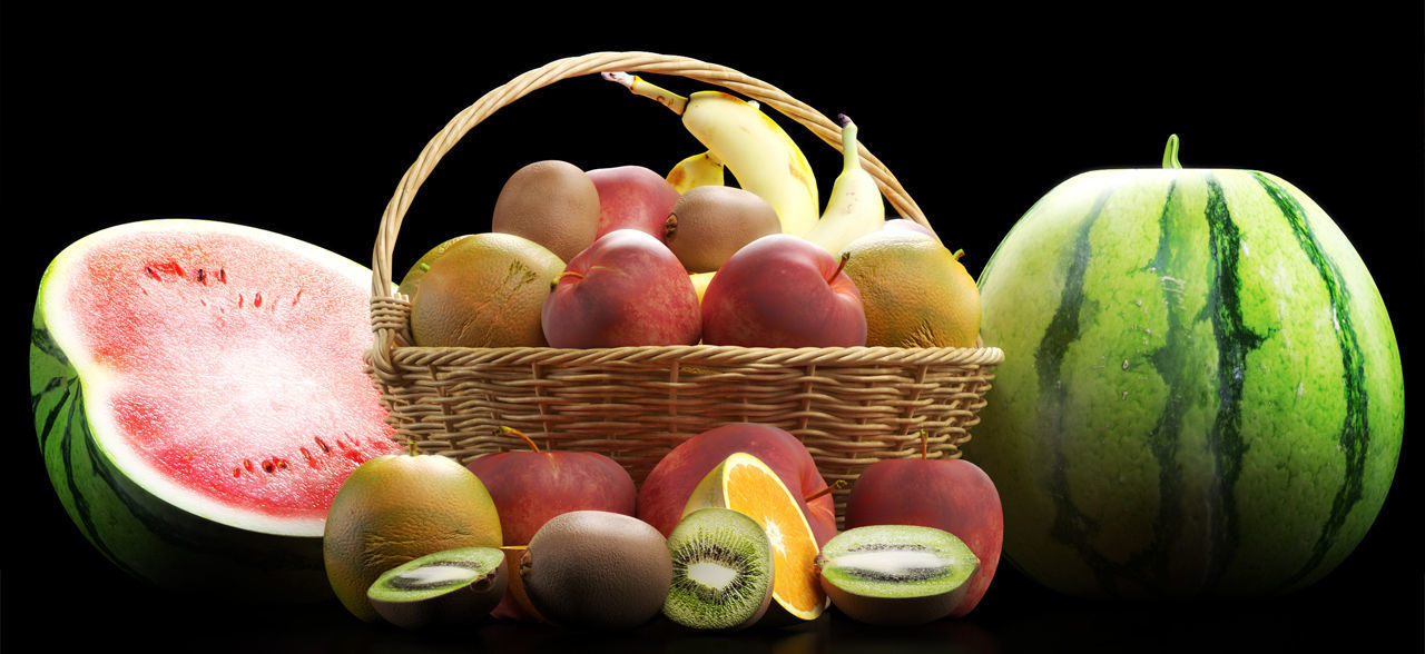 Fruits set 1 fruit in basket 3D model_4