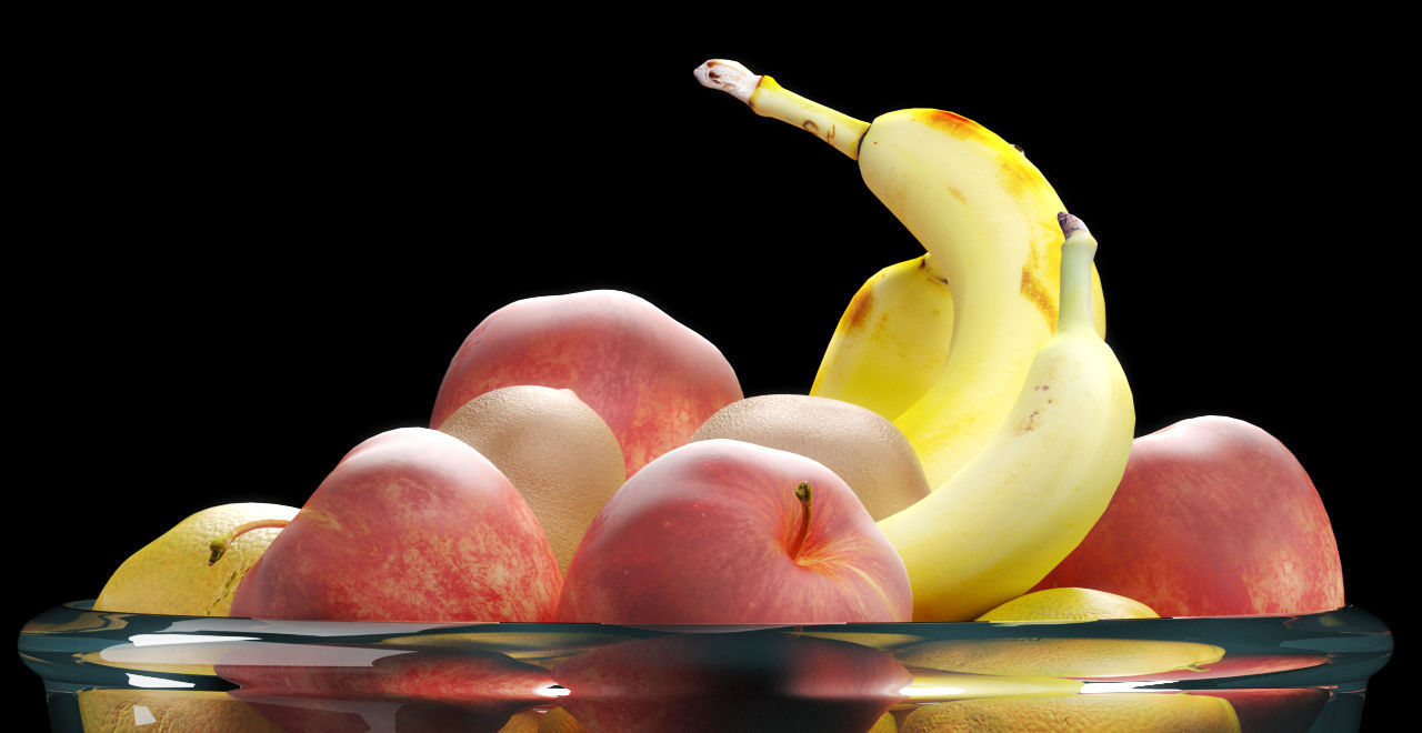 fruits set 2 fruit in glass bowl 3D model_3