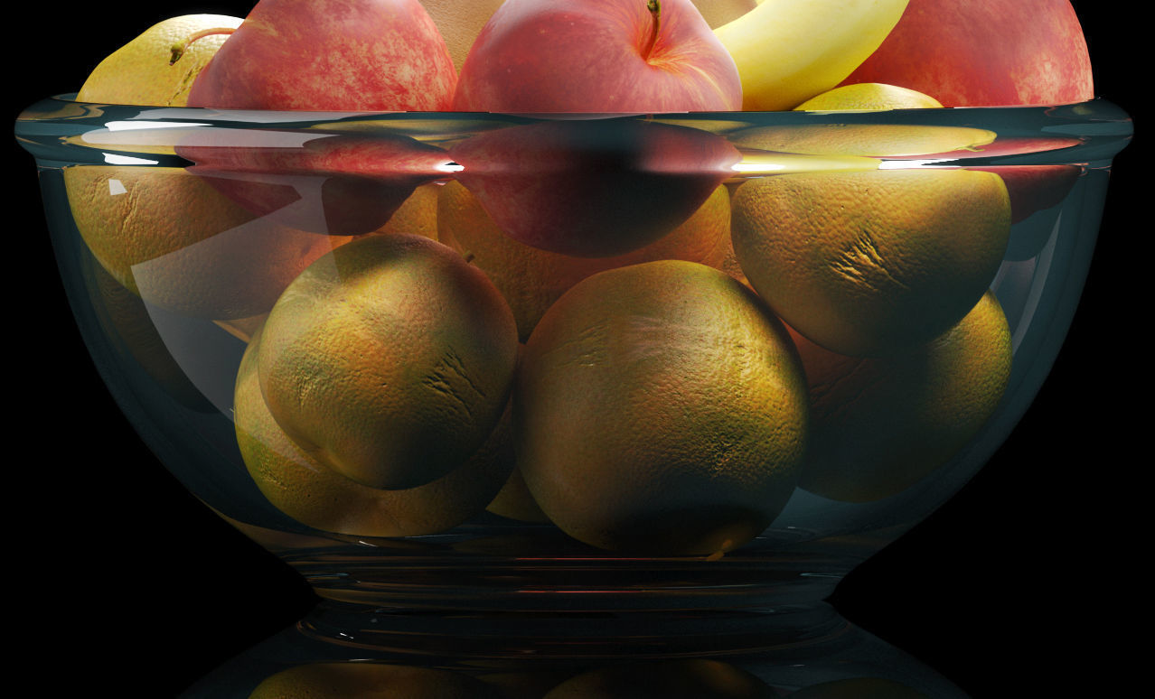 fruits set 2 fruit in glass bowl 3D model_4