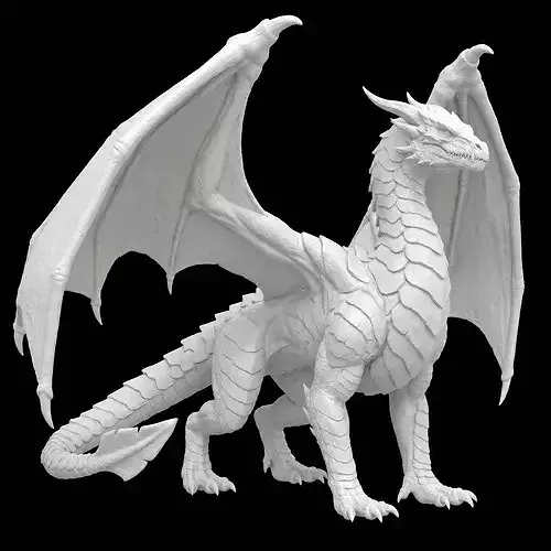 3D Printable Armored Dragon Model - Robust Fantasy Creature 