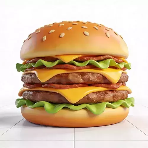 Stylized Double Cheeseburger Food Prop 3d model Low-poly 3D model