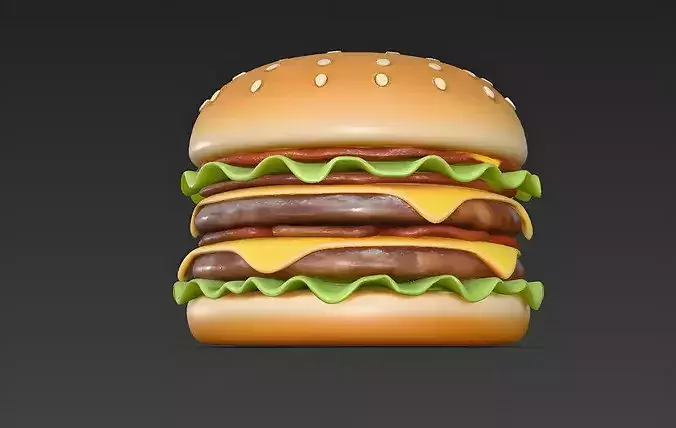 Stylized Double Cheeseburger Food Prop 3d model Low-poly 3D model 4