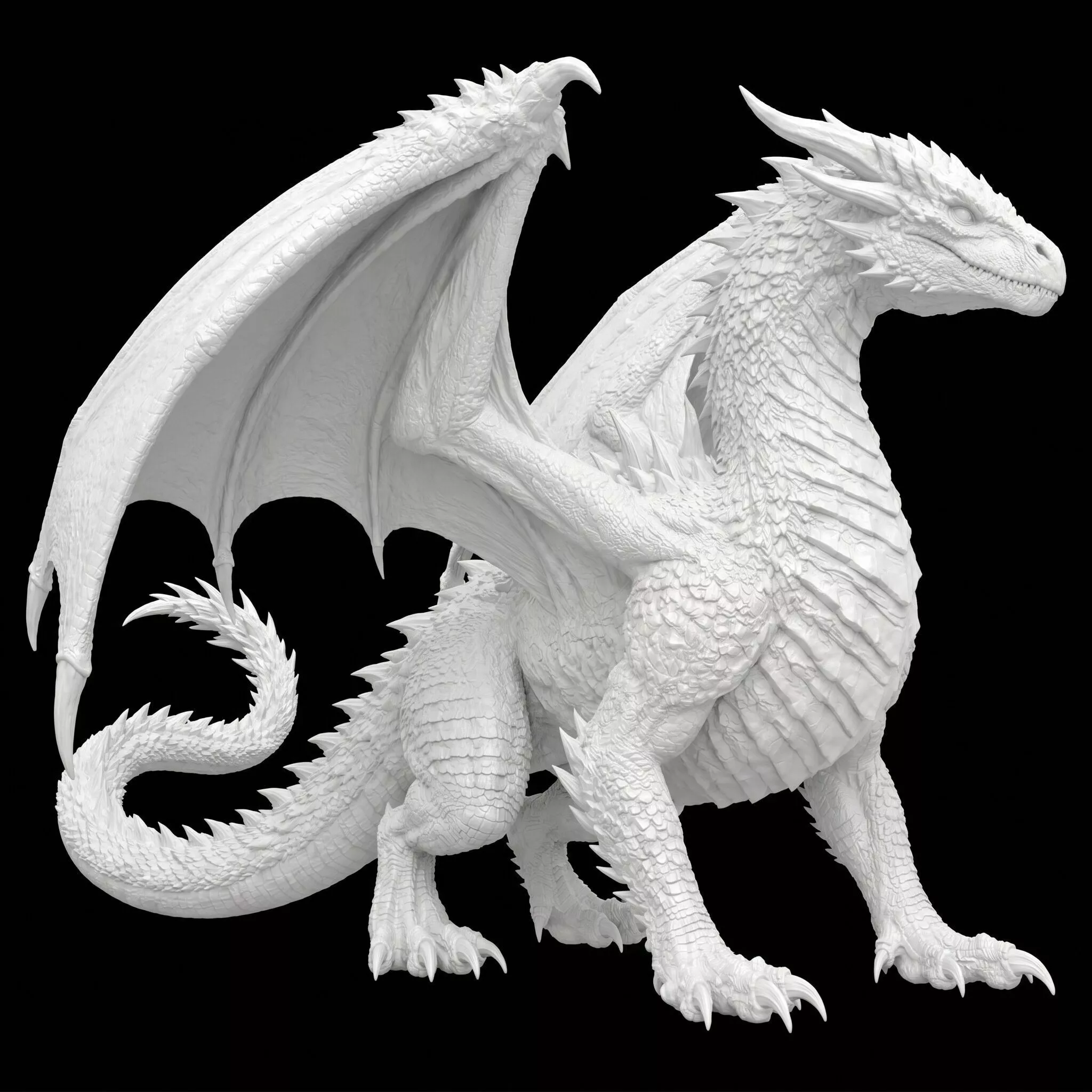 3D Printable Majestic Winged Dragon Model Fantasy Sculpture 3D print model