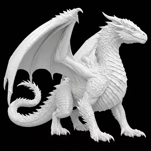 3D Printable Majestic Winged Dragon Model Fantasy Sculpture