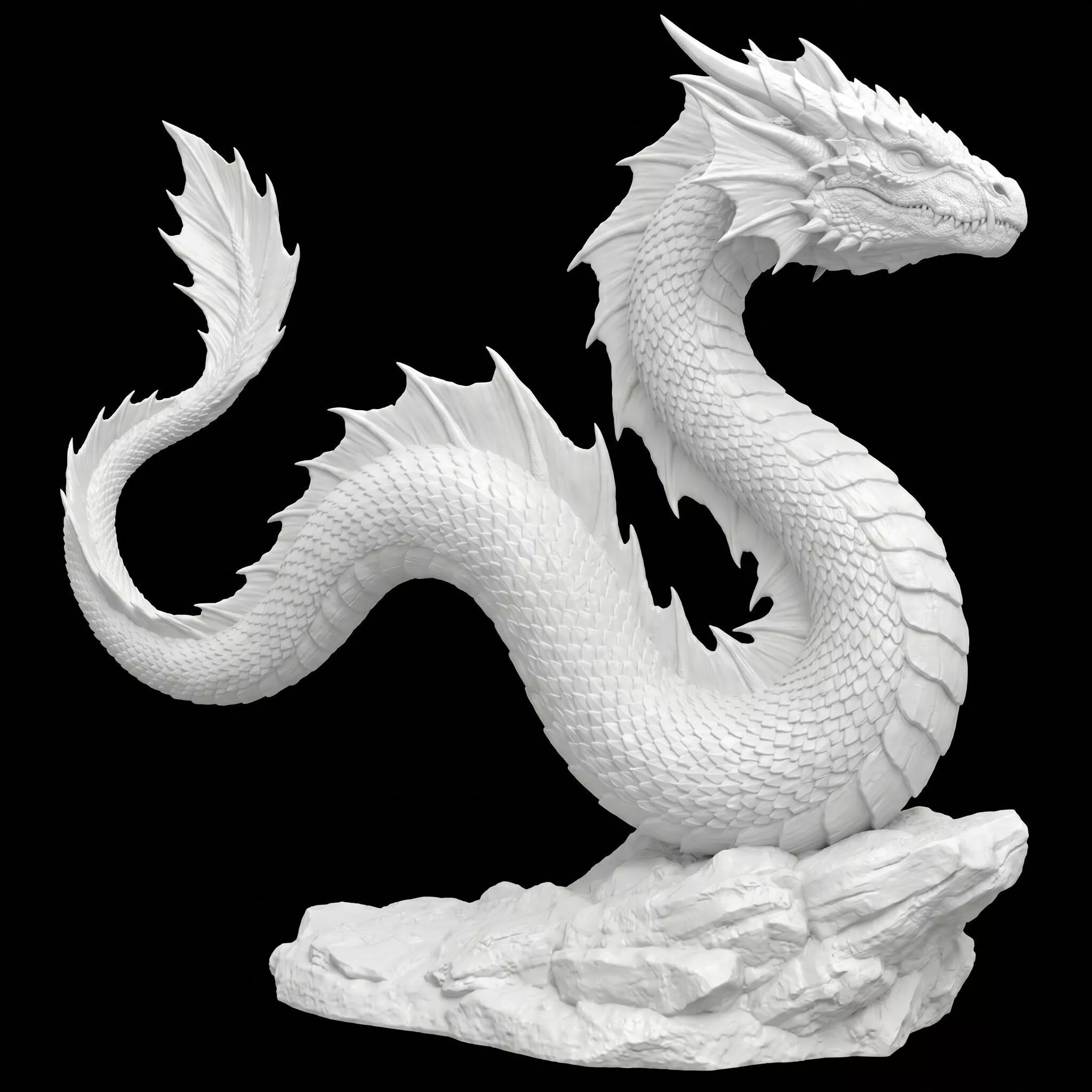 3D Printable Elegant Sea Serpent Dragon Model 3D print model