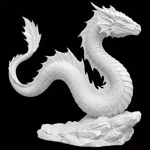 3D Printable Elegant Sea Serpent Dragon Model