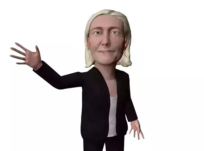Marine Le Pen caricature Low-poly 3D model