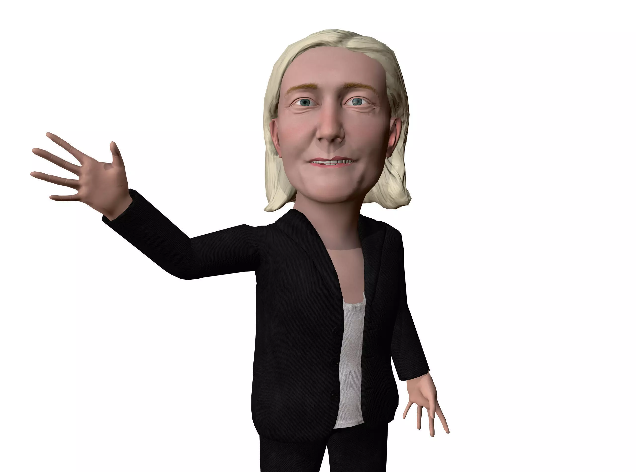 Marine Le Pen caricature Low-poly 3D model_0