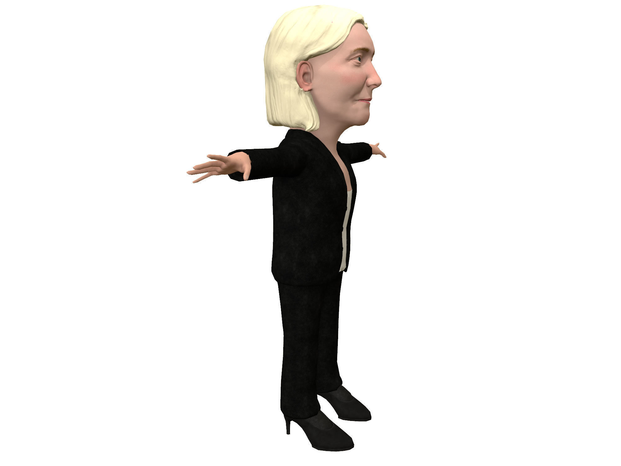 Marine Le Pen caricature Low-poly 3D model_10