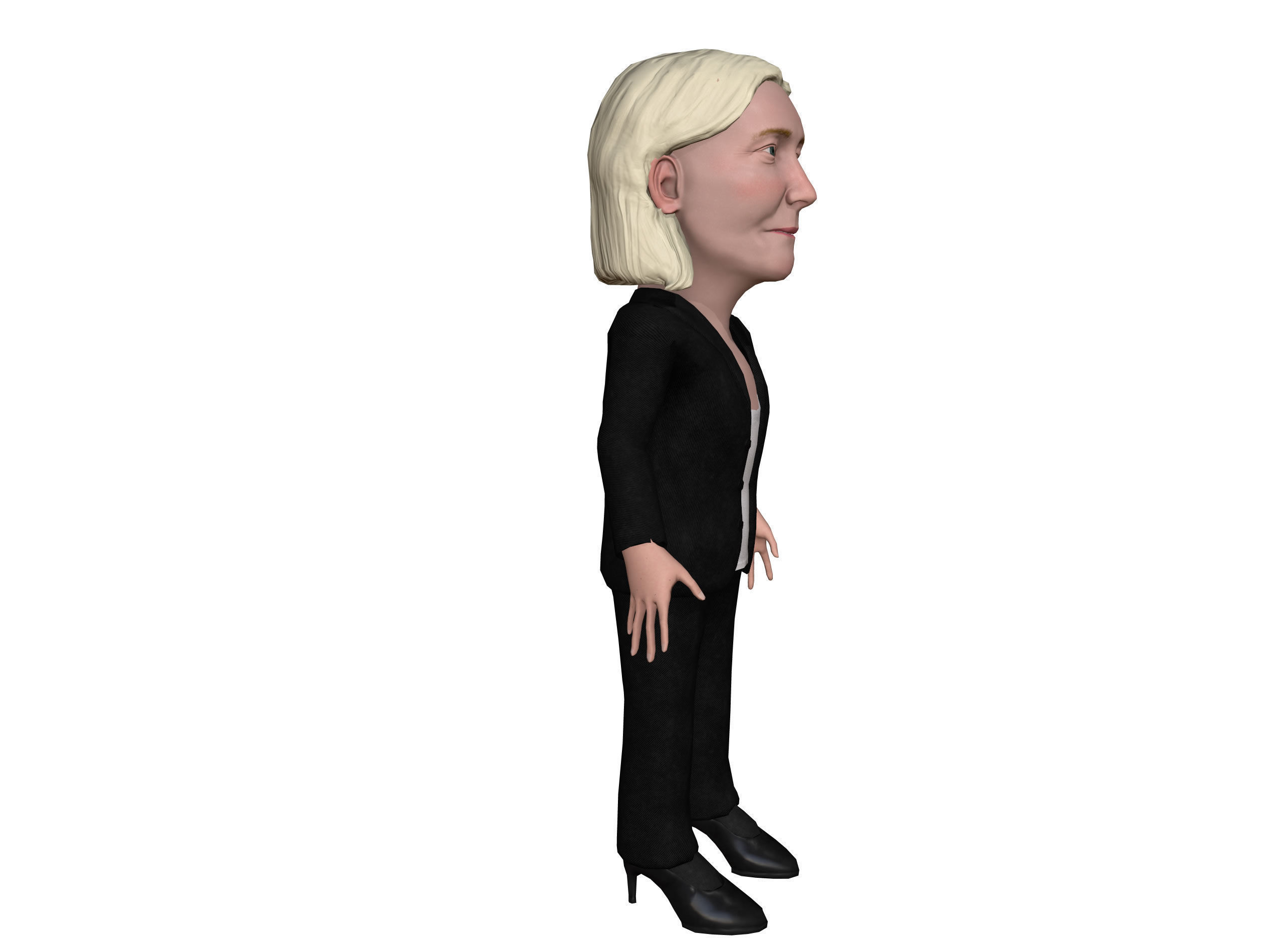 Marine Le Pen caricature Low-poly 3D model_6