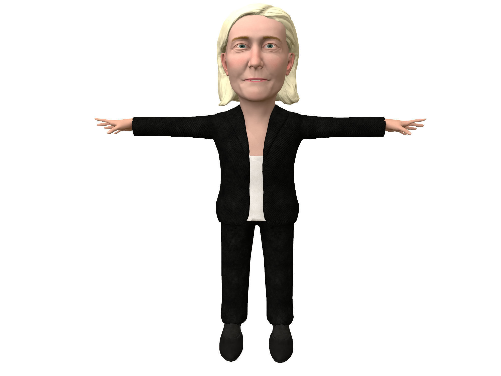 Marine Le Pen caricature Low-poly 3D model_7