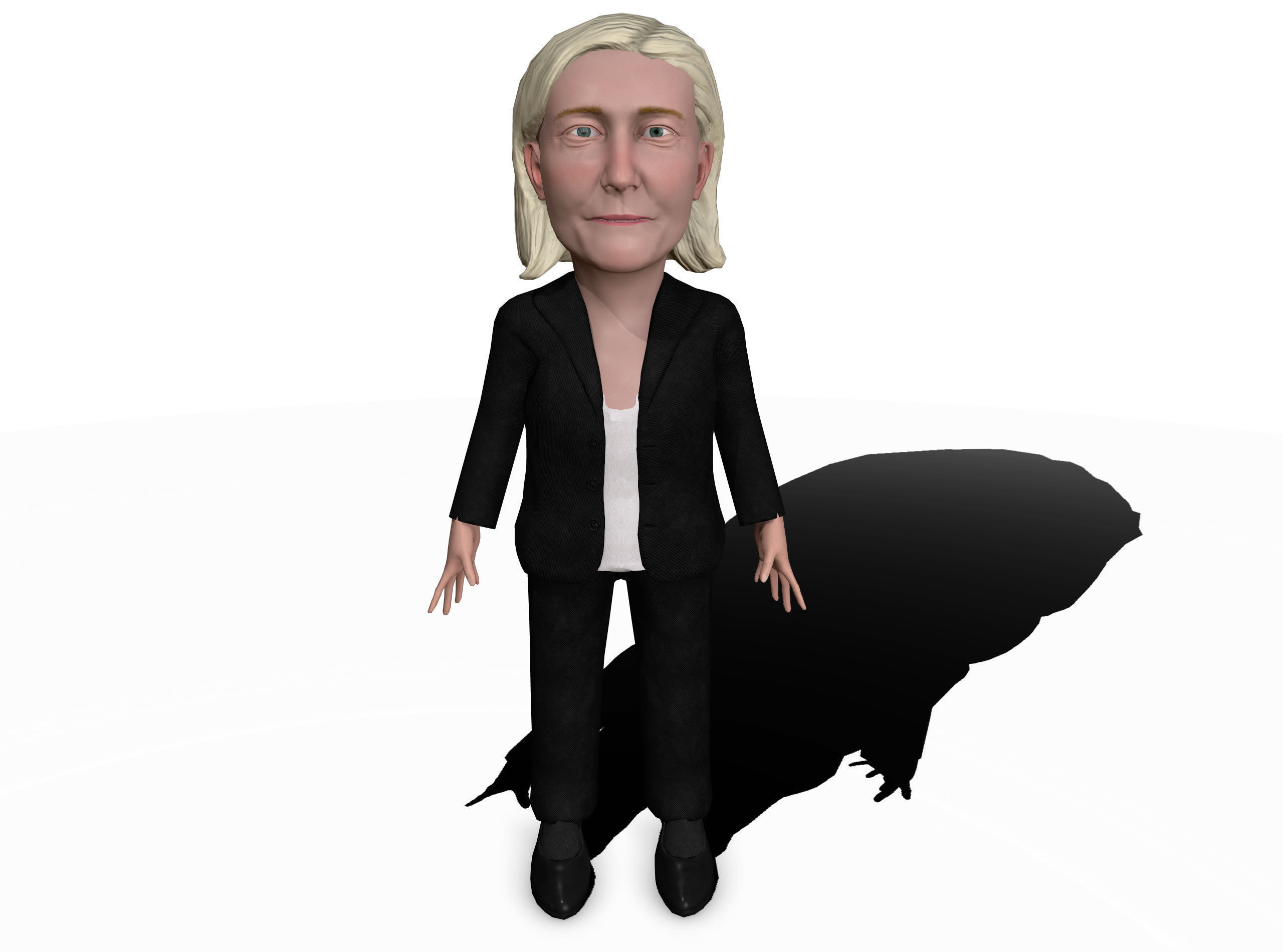 Marine Le Pen caricature Low-poly 3D model_5