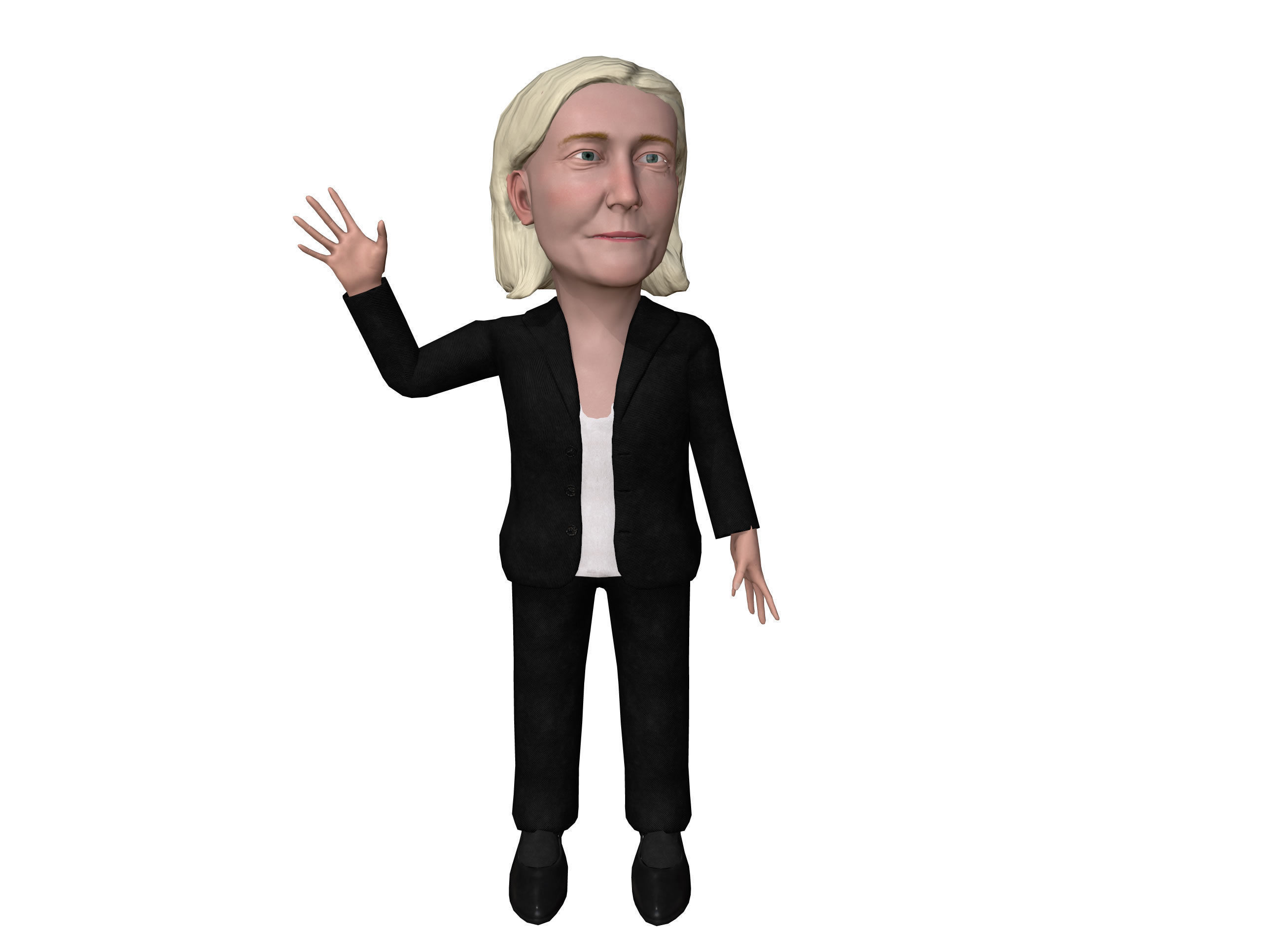 Marine Le Pen caricature Low-poly 3D model_3
