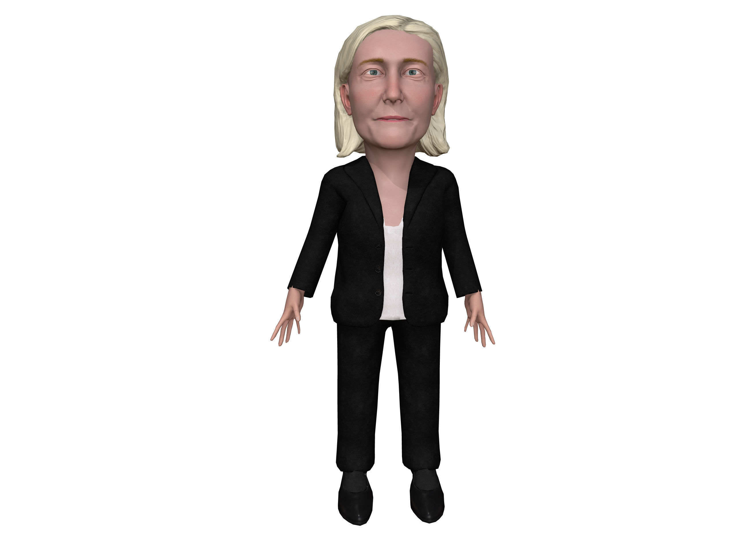 Marine Le Pen caricature Low-poly 3D model_2