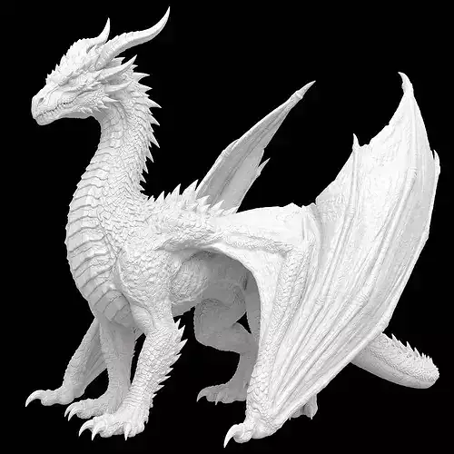 3D Printable Majestic Winged Dragon Model