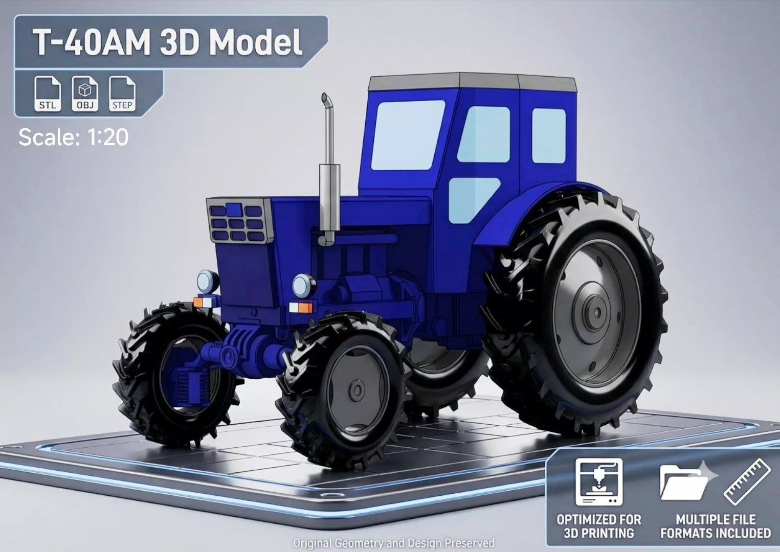 T40AM Tractor High Detail 3D Printable Assembly 3D print model