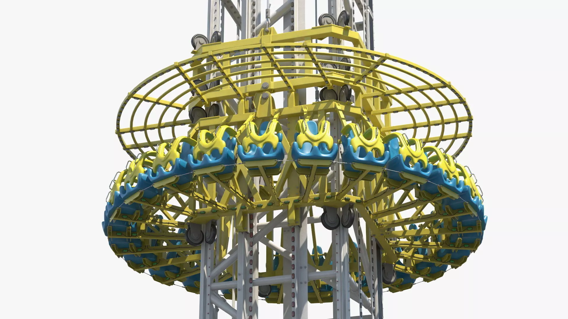 Amusement Drop Tower Ride Lights Off Rigged for Cinema 4D 3D model