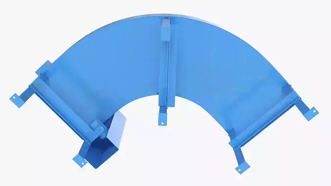 Industrial Roller Conveyor Curve with Steel Rollers Blue 3D model 5