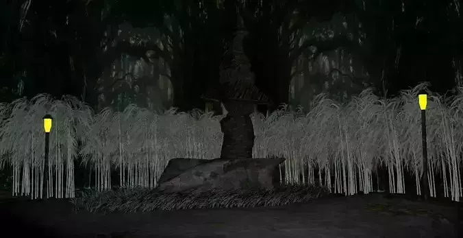 scary house in jungle Low-poly 3D model