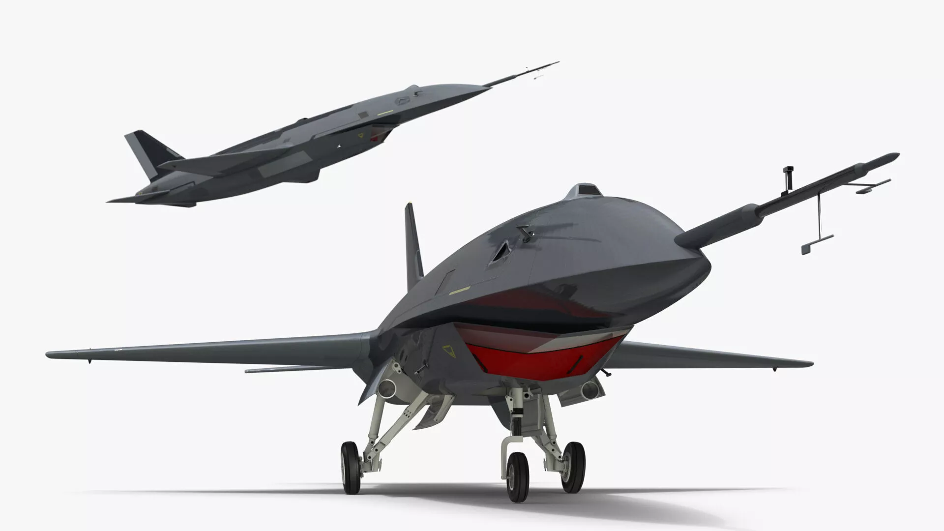 Tactical Stealth Jet with Landing Gear Deployed Grey Rigged Maya 3D model