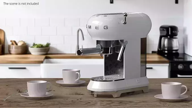 Smeg Espresso Manual Coffee Machine White 3D model 3