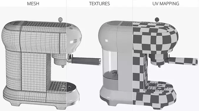 Smeg Espresso Manual Coffee Machine White 3D model 7