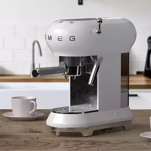 Smeg Espresso Manual Coffee Machine White 3D model 2