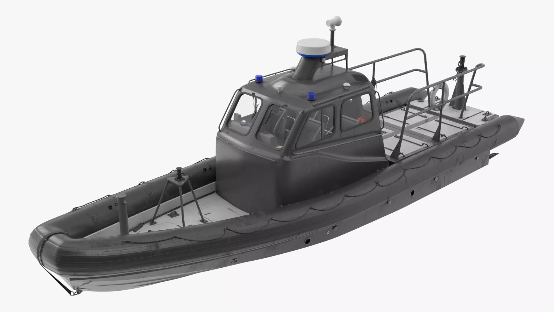 Rigid Inflatable Boat with Navigation Rigged Cinema 4D 3D model