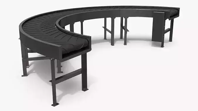 Curved Chevron Belt Conveyor 3D model