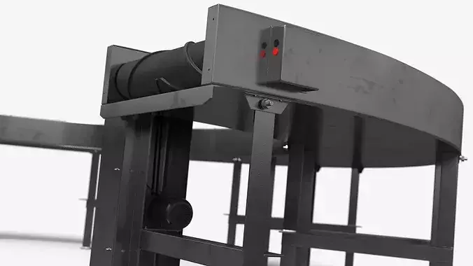 Curved Chevron Belt Conveyor 3D model 7