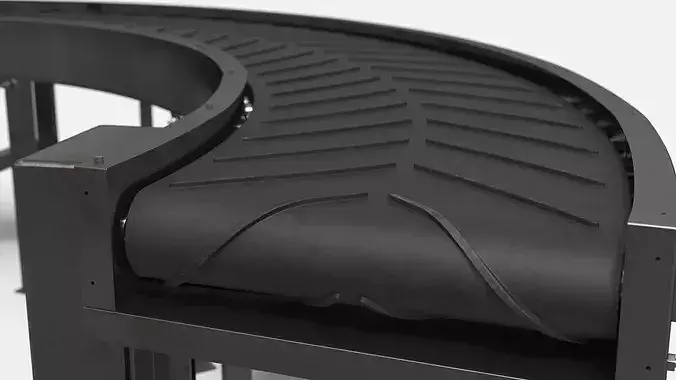 Curved Chevron Belt Conveyor 3D model 3