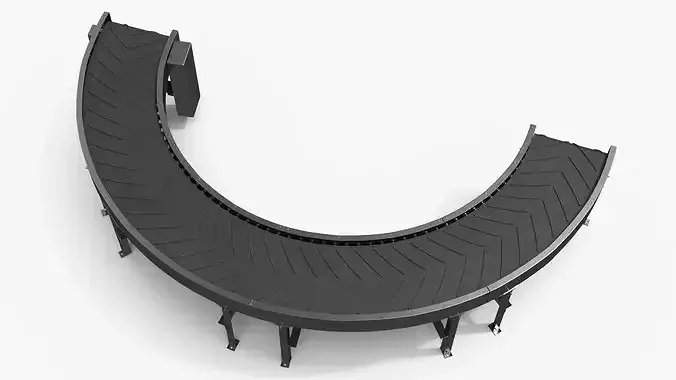 Curved Chevron Belt Conveyor 3D model 4