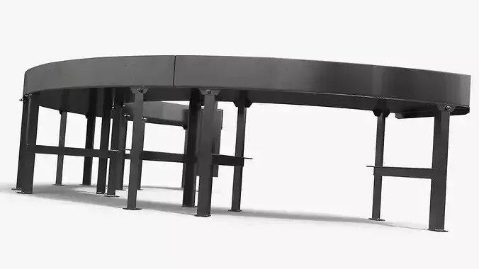 Curved Chevron Belt Conveyor 3D model 6