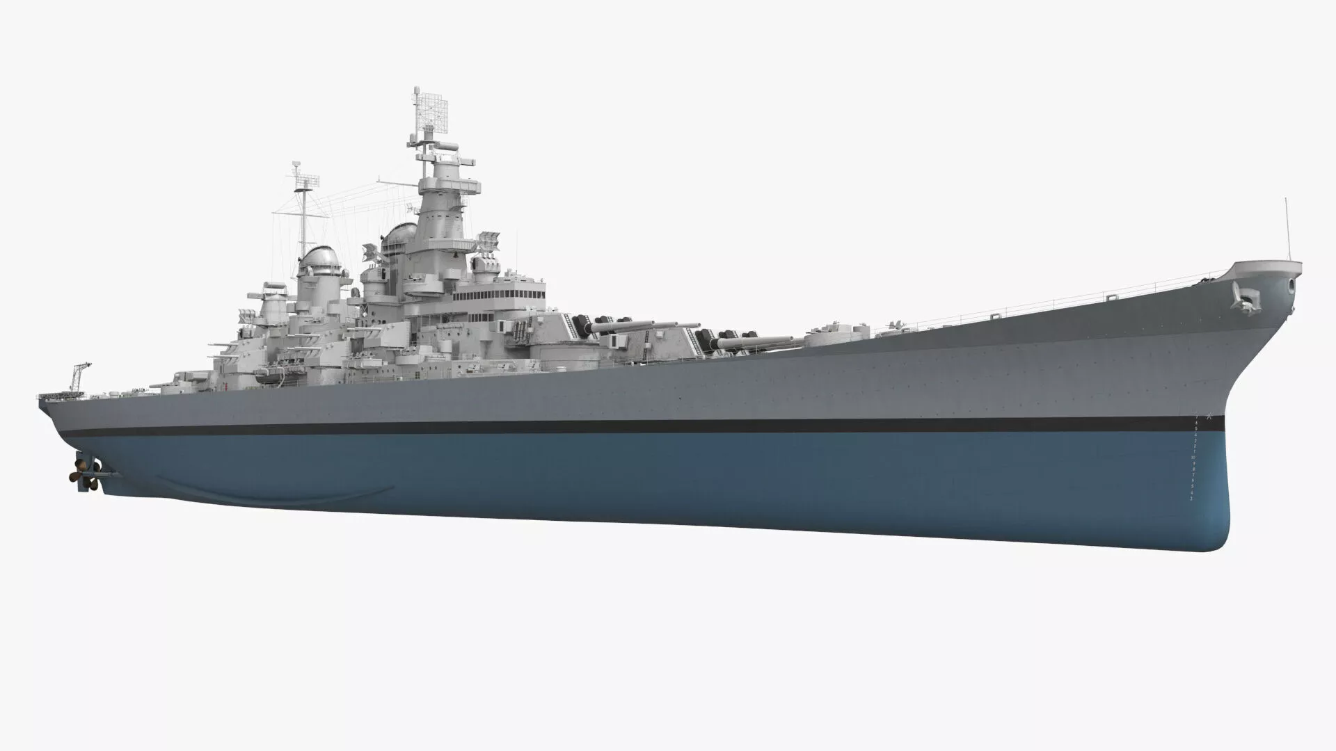 1940s Naval Battleship Rigged for Cinema 4D 3D model