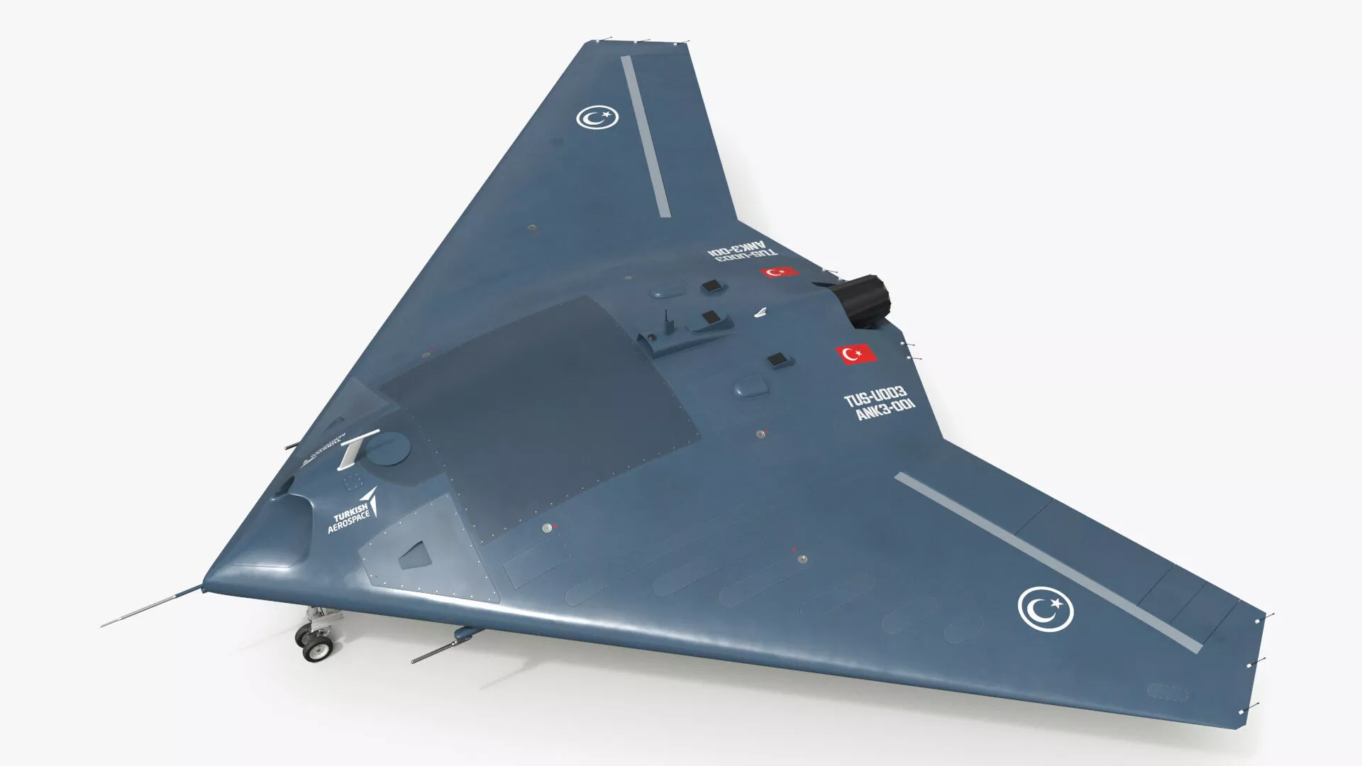 TAI Anka-3 Flying Wing UCAV Design Dark Blue Rigged for Maya 3D model
